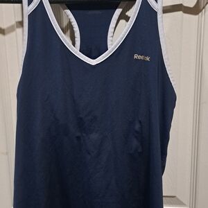 Reebok Women's Navy and White Tank Top